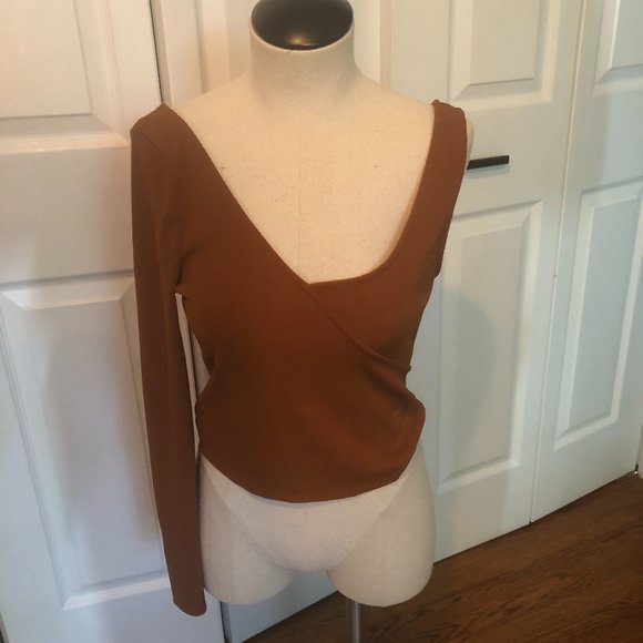 Topshop Brown one arm top -US size 8 - Picture 1 of 5